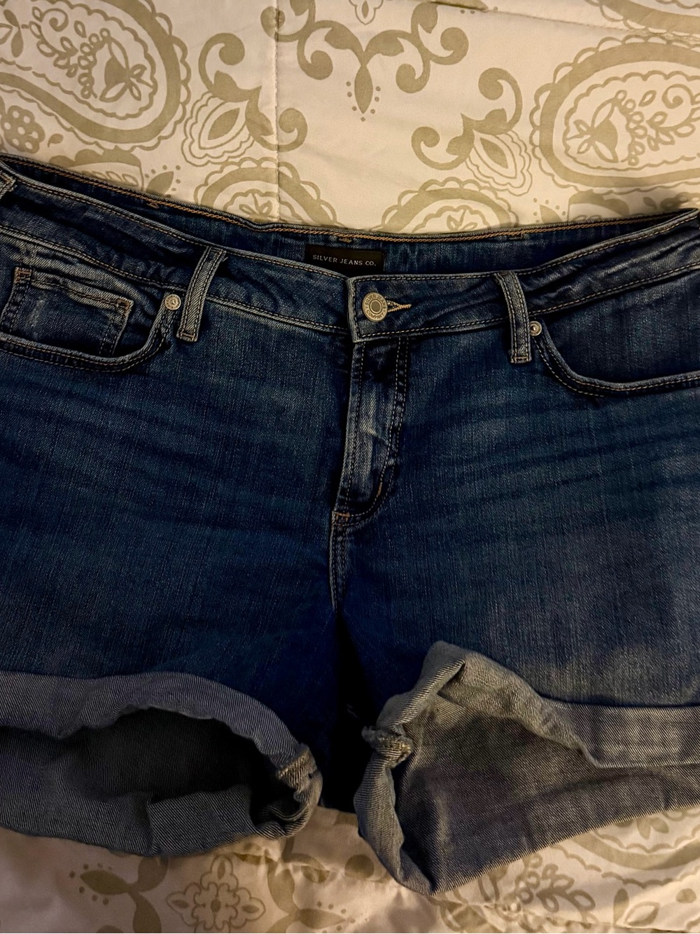 Silver Jeans Dark Blue Rolled Cuff Denim Shorts
